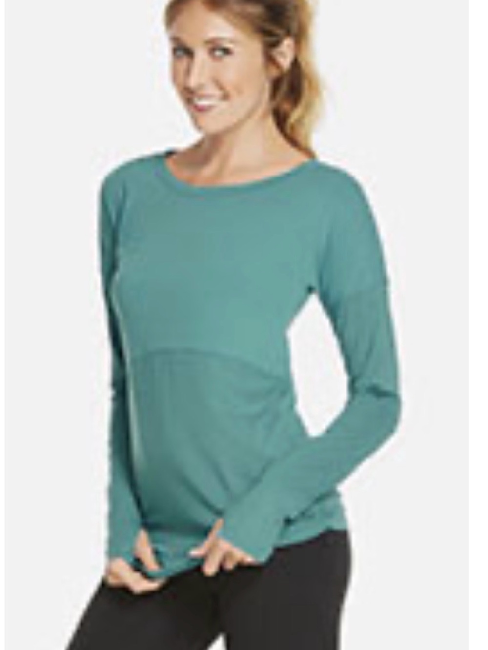 Fabletics Cashel Top - Teal Lightweight Long-Sleeve